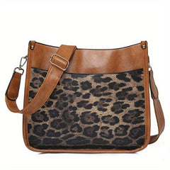 Vintage Cow Print Crossbody Bag Leopard Shoulder Faux Leather Purse