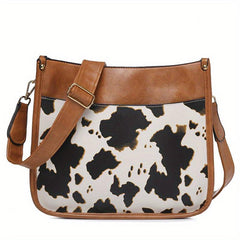 Vintage Cow Print Crossbody Bag Leopard Shoulder Faux Leather Purse