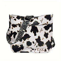 Vintage Cow Print Crossbody Bag Leopard Shoulder Faux Leather Purse