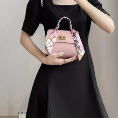Mini Scarf Decor Crossbody Bag Top Handle Satchel