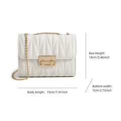 Quilted Argyle Chain Shoulder Bag Metal Lock Crossbody Bag