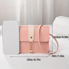 Faux Pearl Decor Shoulder Bag Flap PU Leather Underarm Bag