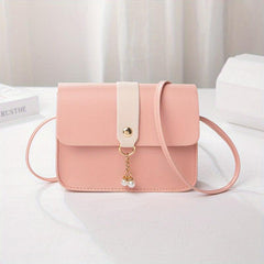 Faux Pearl Decor Shoulder Bag Flap PU Leather Underarm Bag