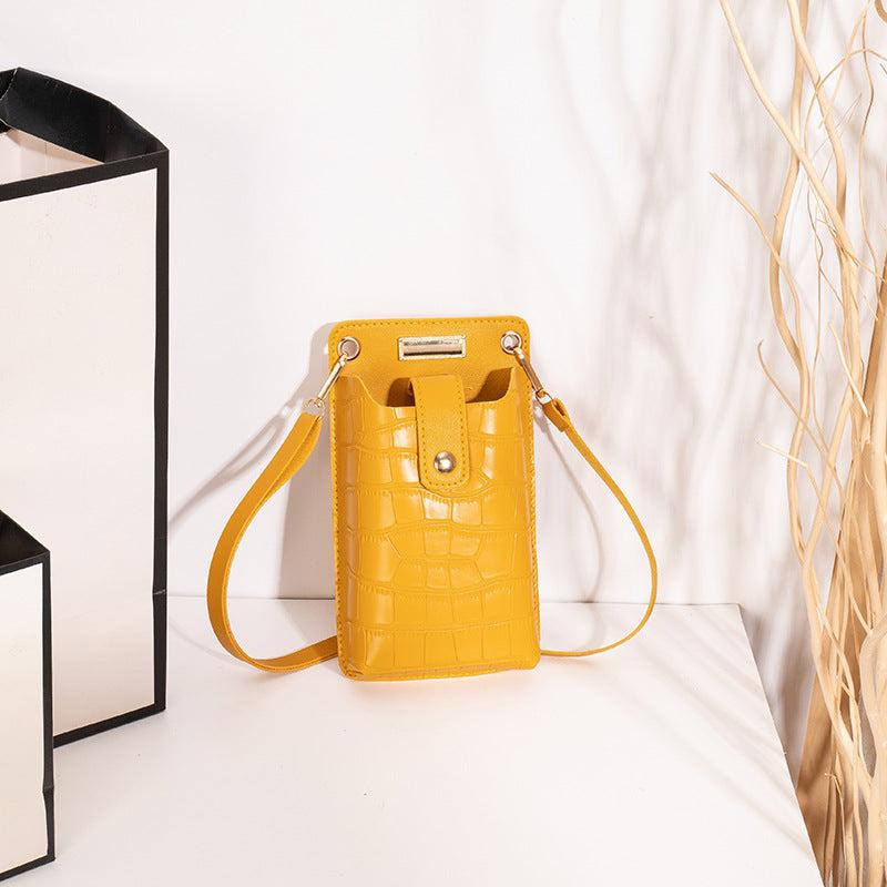 Mini Stone Pattern Crossbody Cell Phone Bag PU Leather Textured Bag