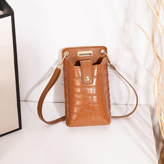Mini Stone Pattern Crossbody Cell Phone Bag PU Leather Textured Bag