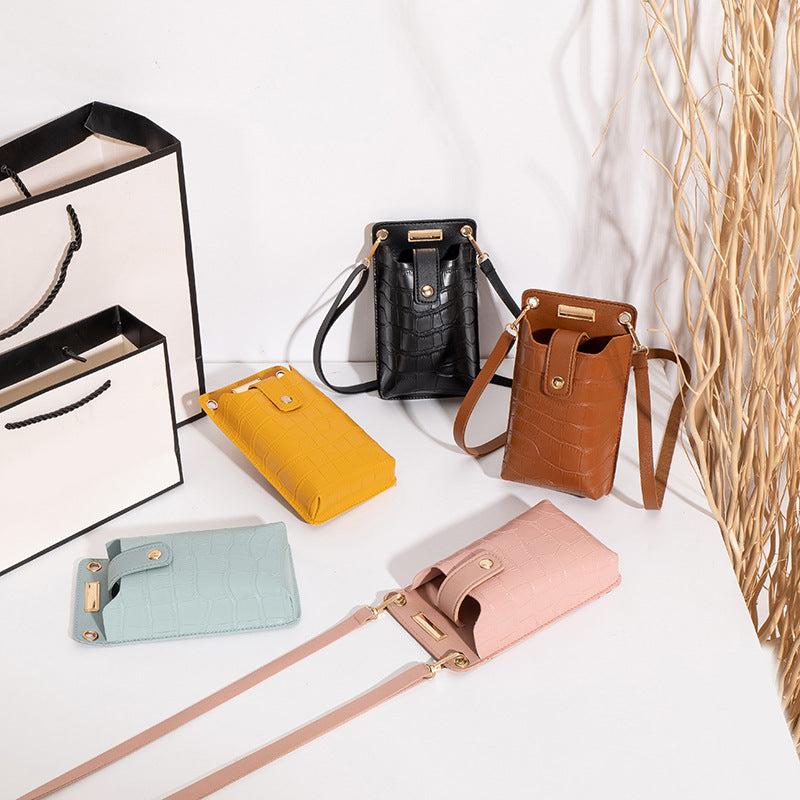 Mini Stone Pattern Crossbody Cell Phone Bag PU Leather Textured Bag