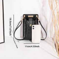 Mini Stone Pattern Crossbody Cell Phone Bag PU Leather Textured Bag