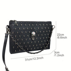 Gothic Skull Decor Crossbody Bag Y2K Punk Handbag