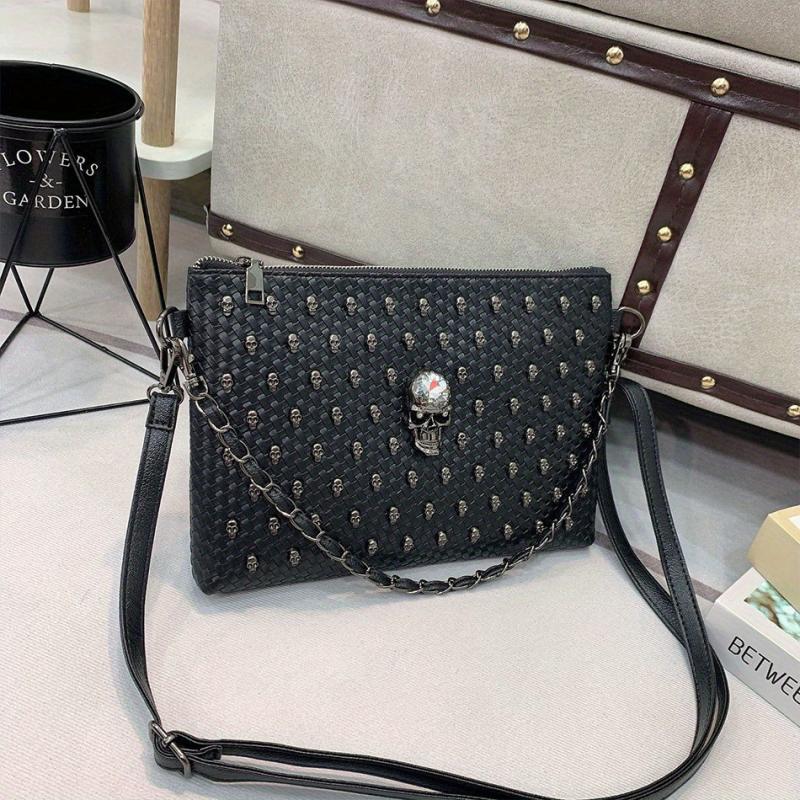 Gothic Skull Decor Crossbody Bag Y2K Punk Handbag