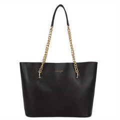 Vintage Chain Shoulder Bag Large Capacity Tote Bag PU Leather Handbag