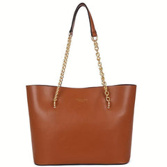 Vintage Chain Shoulder Bag Large Capacity Tote Bag PU Leather Handbag