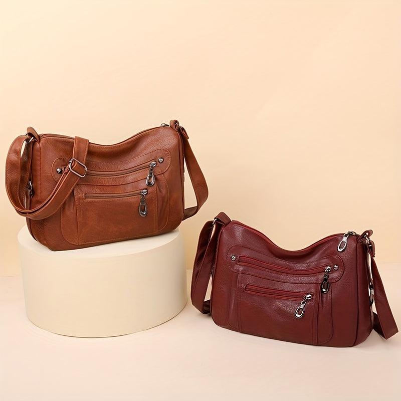 Vintage Studded Crossbody Bag for Elderly Women