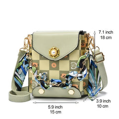 Plaid Crossbody Bag Chain Flap Phone Purse Studded Shoulder Bag