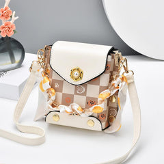 Plaid Crossbody Bag Chain Flap Phone Purse Studded Shoulder Bag