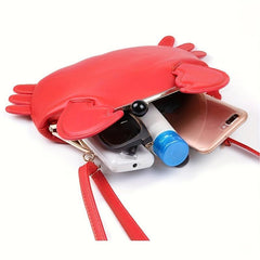 Crab Novelty Crossbody Bag Kiss Lock Purse Fancy Shoulder Bag
