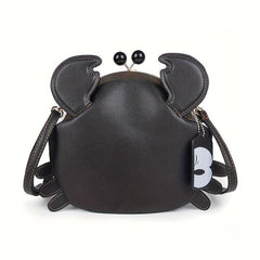 Crab Novelty Crossbody Bag Kiss Lock Purse Fancy Shoulder Bag