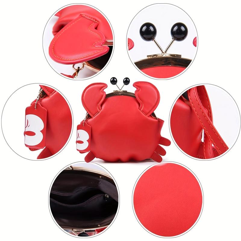 Crab Novelty Crossbody Bag Kiss Lock Purse Fancy Shoulder Bag