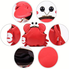 Crab Novelty Crossbody Bag Kiss Lock Purse Fancy Shoulder Bag
