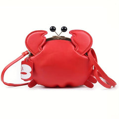 Crab Novelty Crossbody Bag Kiss Lock Purse Fancy Shoulder Bag