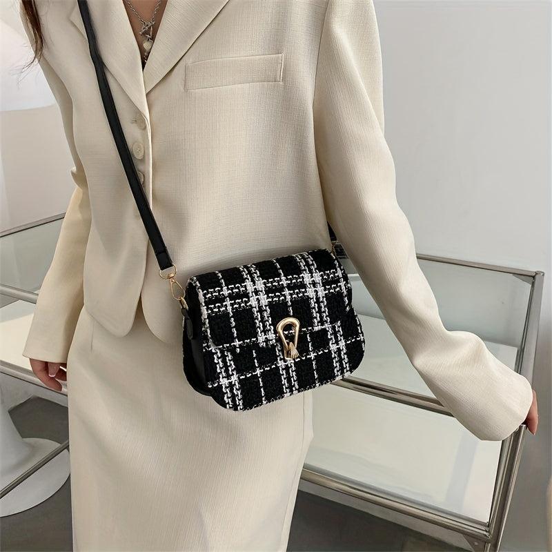 Fancy Tweed Square Bag Flap Crossbody Bag For Women
