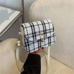 Fancy Tweed Square Bag Flap Crossbody Bag For Women