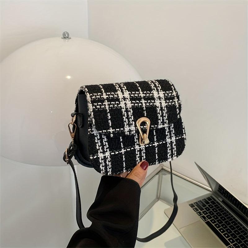Fancy Tweed Square Bag Flap Crossbody Bag For Women