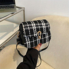 Fancy Tweed Square Bag Flap Crossbody Bag For Women