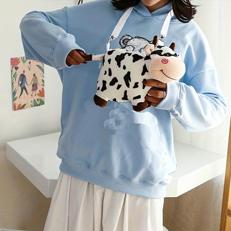 Cow Shaped Crossbody Bag Stuffed Animal Coin Purse Cartoon Shoulder Bag