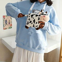 Cow Shaped Crossbody Bag Stuffed Animal Coin Purse Cartoon Shoulder Bag