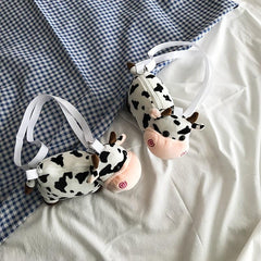 Cow Shaped Crossbody Bag Stuffed Animal Coin Purse Cartoon Shoulder Bag