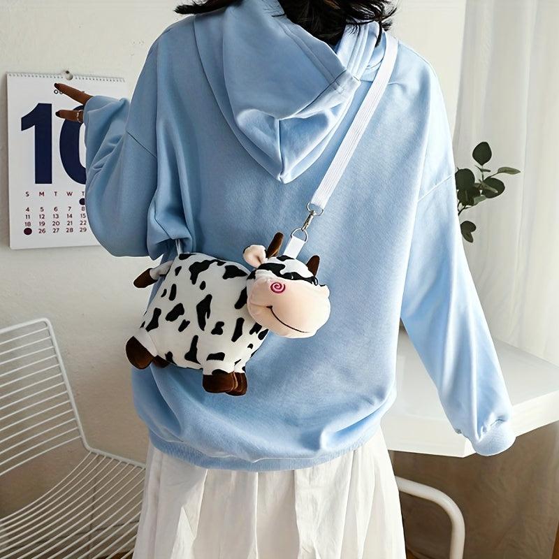 Cow Shaped Crossbody Bag Stuffed Animal Coin Purse Cartoon Shoulder Bag