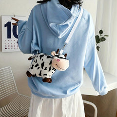 Cow Shaped Crossbody Bag Stuffed Animal Coin Purse Cartoon Shoulder Bag