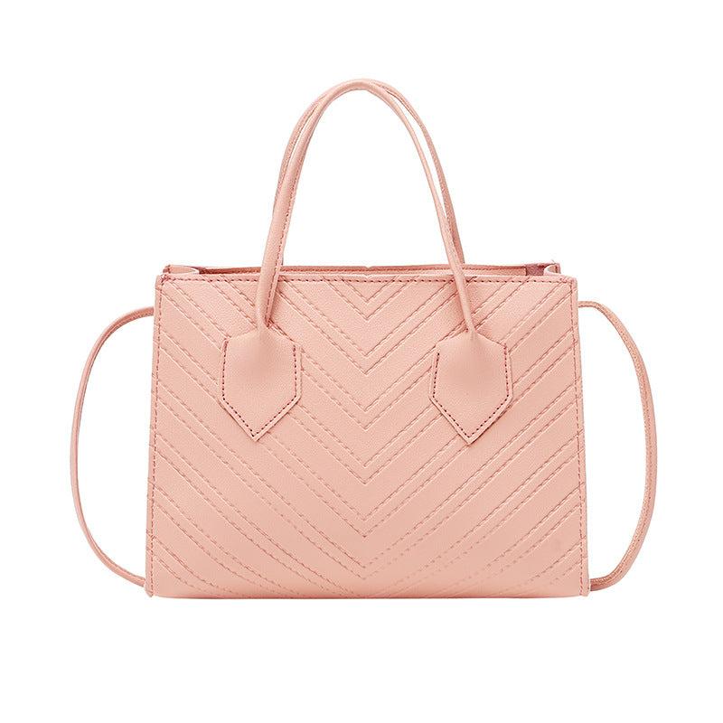 Chevron Embossed Tote Bag Small Square Crossbody Bag Women's Satchel Purse