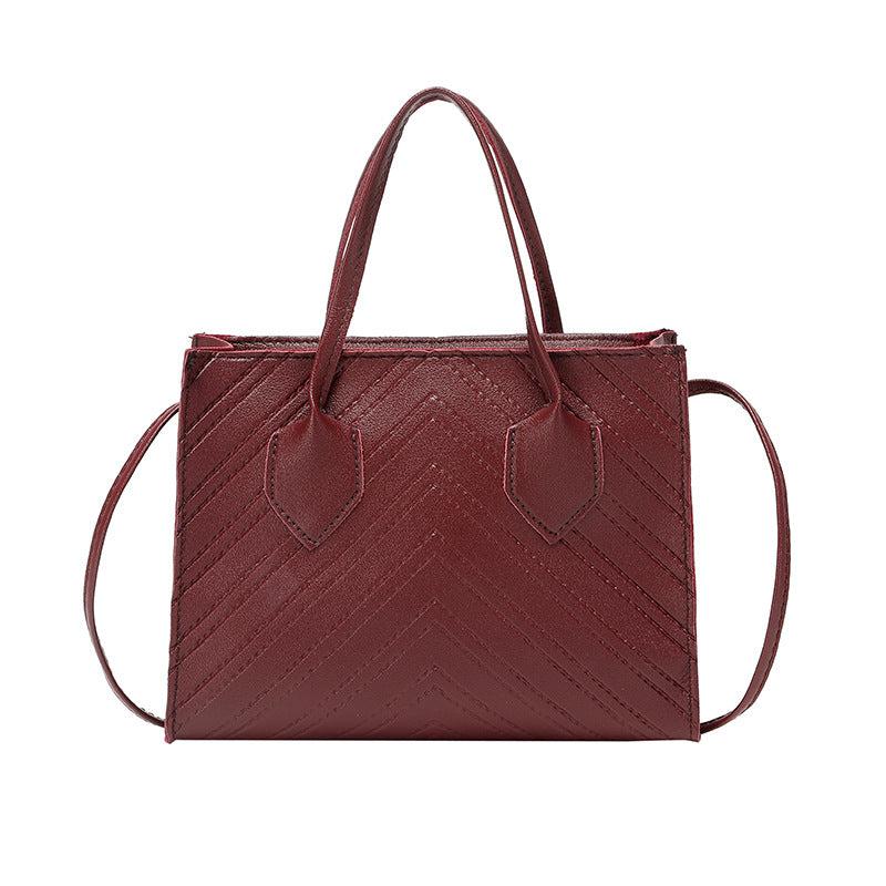 Chevron Embossed Tote Bag Small Square Crossbody Bag Women's Satchel Purse
