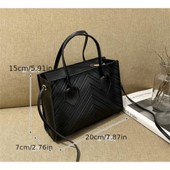 Chevron Embossed Tote Bag Small Square Crossbody Bag Women's Satchel Purse