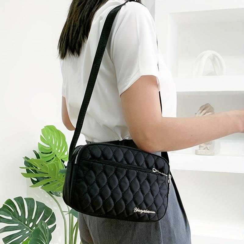 Quilted Crossbody Bag Nylon Shoulder Bag for Middle Aged and Elderly