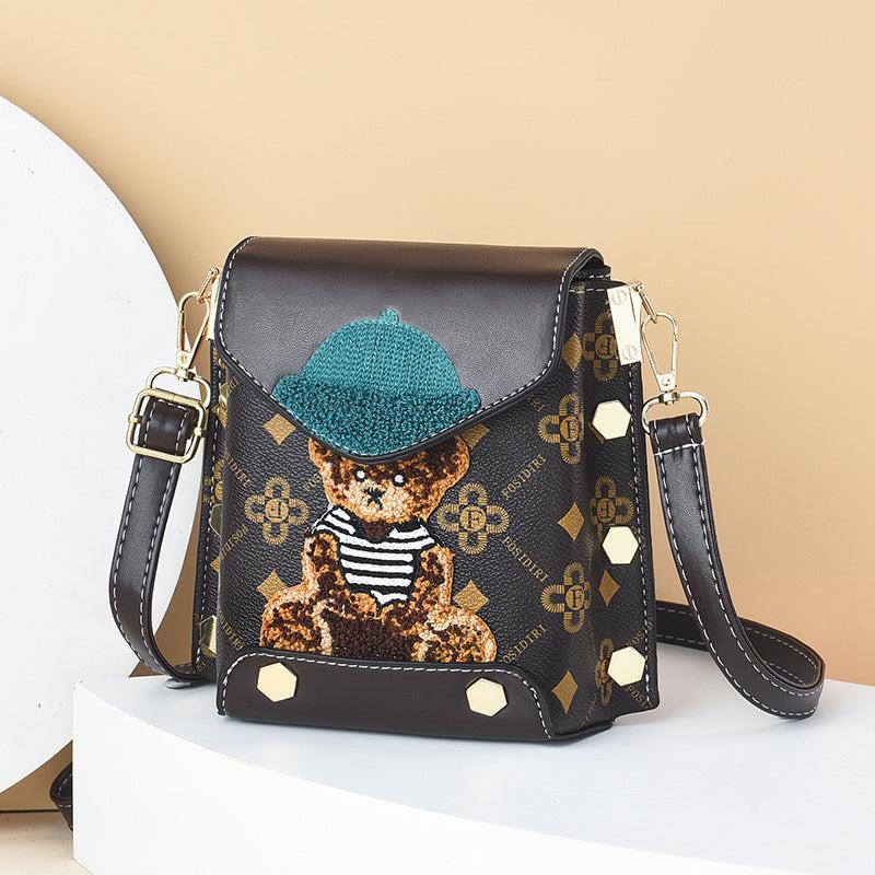Plush Bear Crossbody Bag Mini Flap Purse Phone Bag 7 Inch
