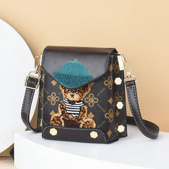 Plush Bear Crossbody Bag Mini Flap Purse Phone Bag 7 Inch