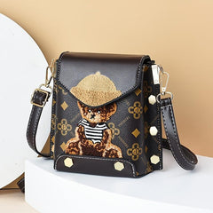 Plush Bear Crossbody Bag Mini Flap Purse Phone Bag 7 Inch