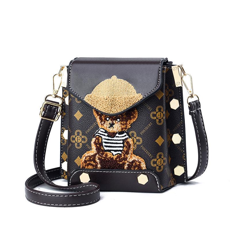 Plush Bear Crossbody Bag Mini Flap Purse Phone Bag 7 Inch