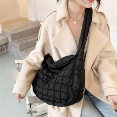 Quilted Crossbody Bag Padded Nylon Hobo Bag