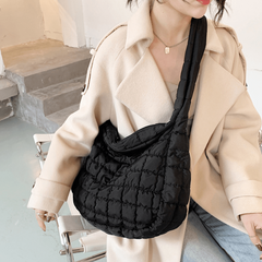 Quilted Crossbody Bag Padded Nylon Hobo Bag