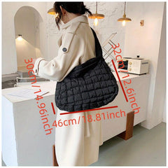 Quilted Crossbody Bag Padded Nylon Hobo Bag