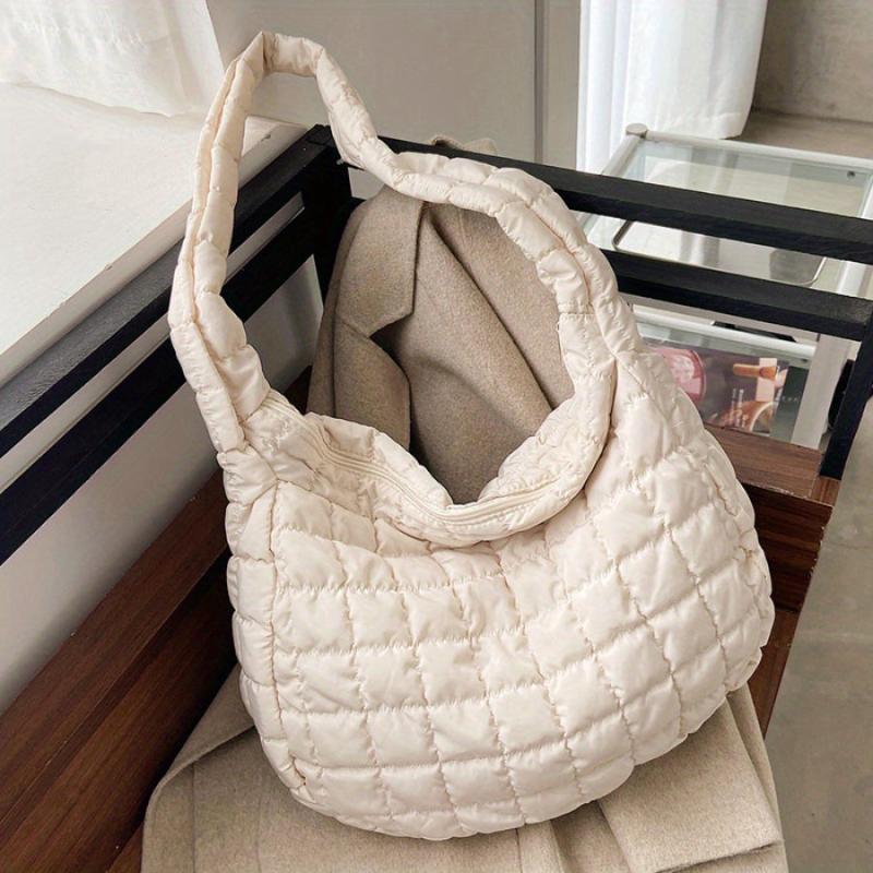 Quilted Crossbody Bag Padded Nylon Hobo Bag