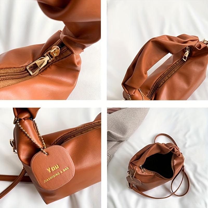 Mini Pleated Handle Underarm Bag Textured Purse