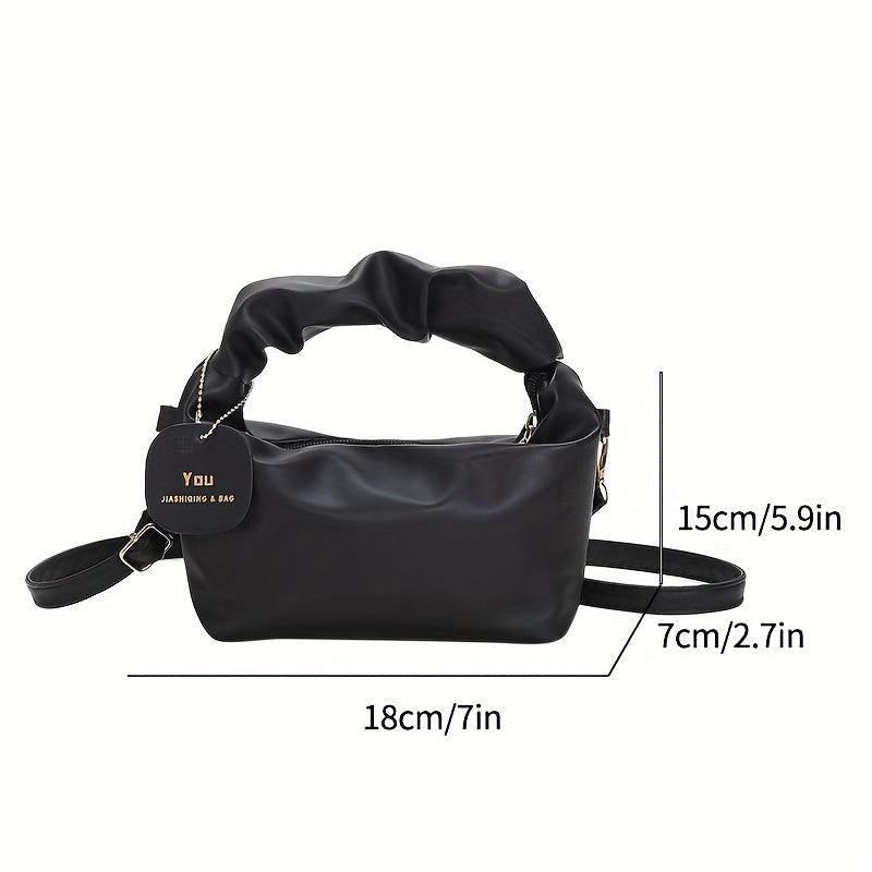 Mini Pleated Handle Underarm Bag Textured Purse