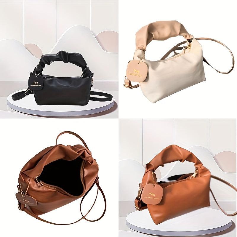 Mini Pleated Handle Underarm Bag Textured Purse