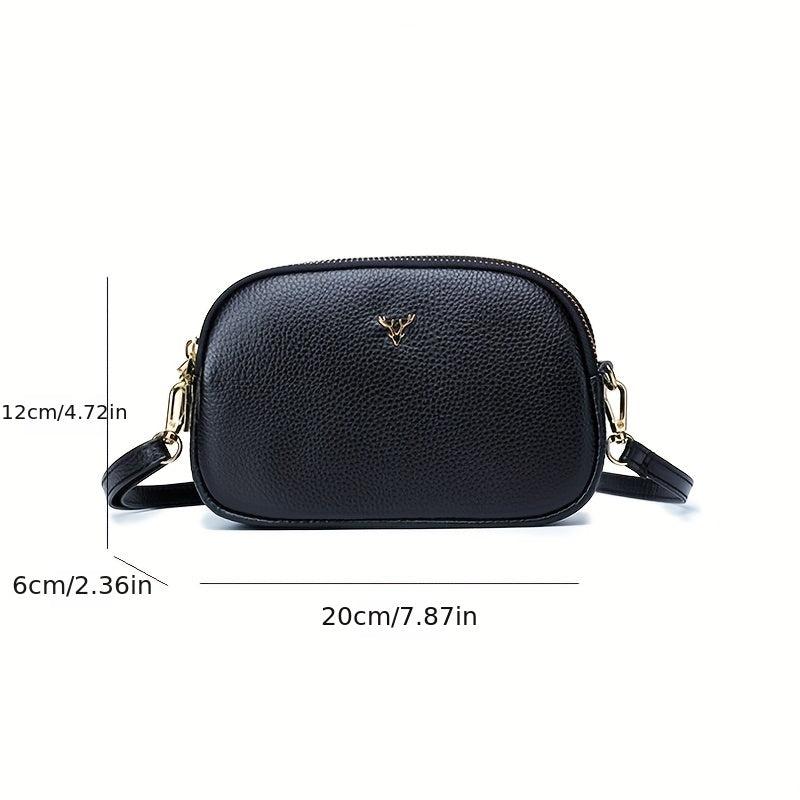 Metal Decor Crossbody Bag Leather Shoulder Purse