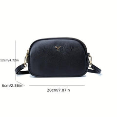 Metal Decor Crossbody Bag Leather Shoulder Purse