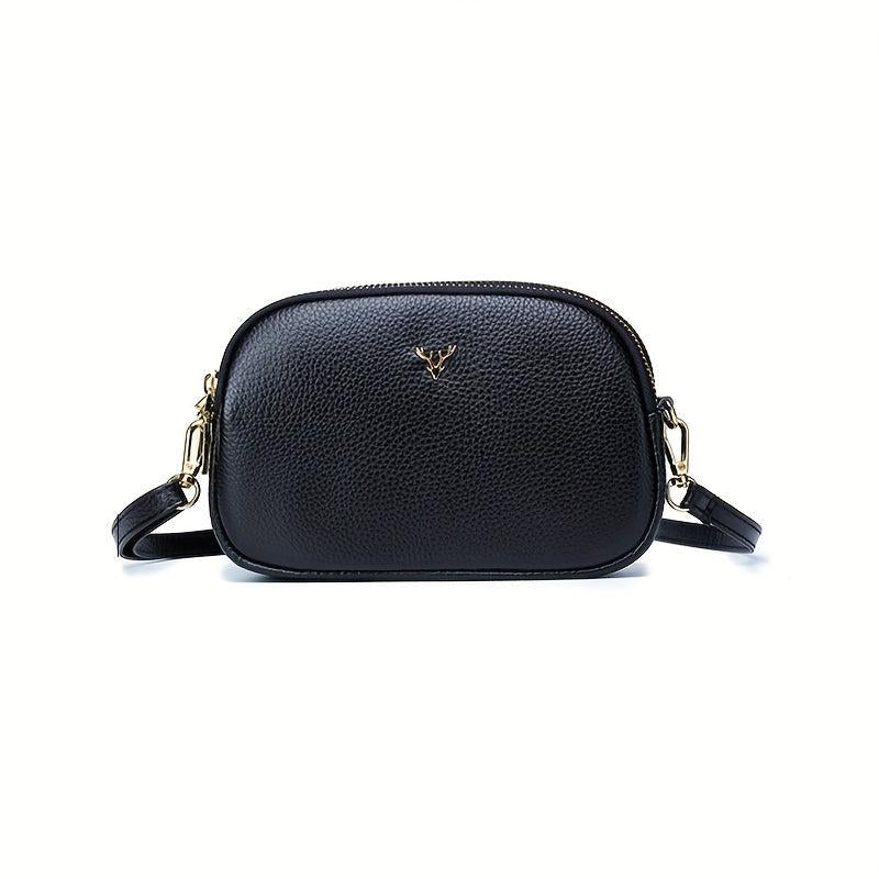 Metal Decor Crossbody Bag Leather Shoulder Purse